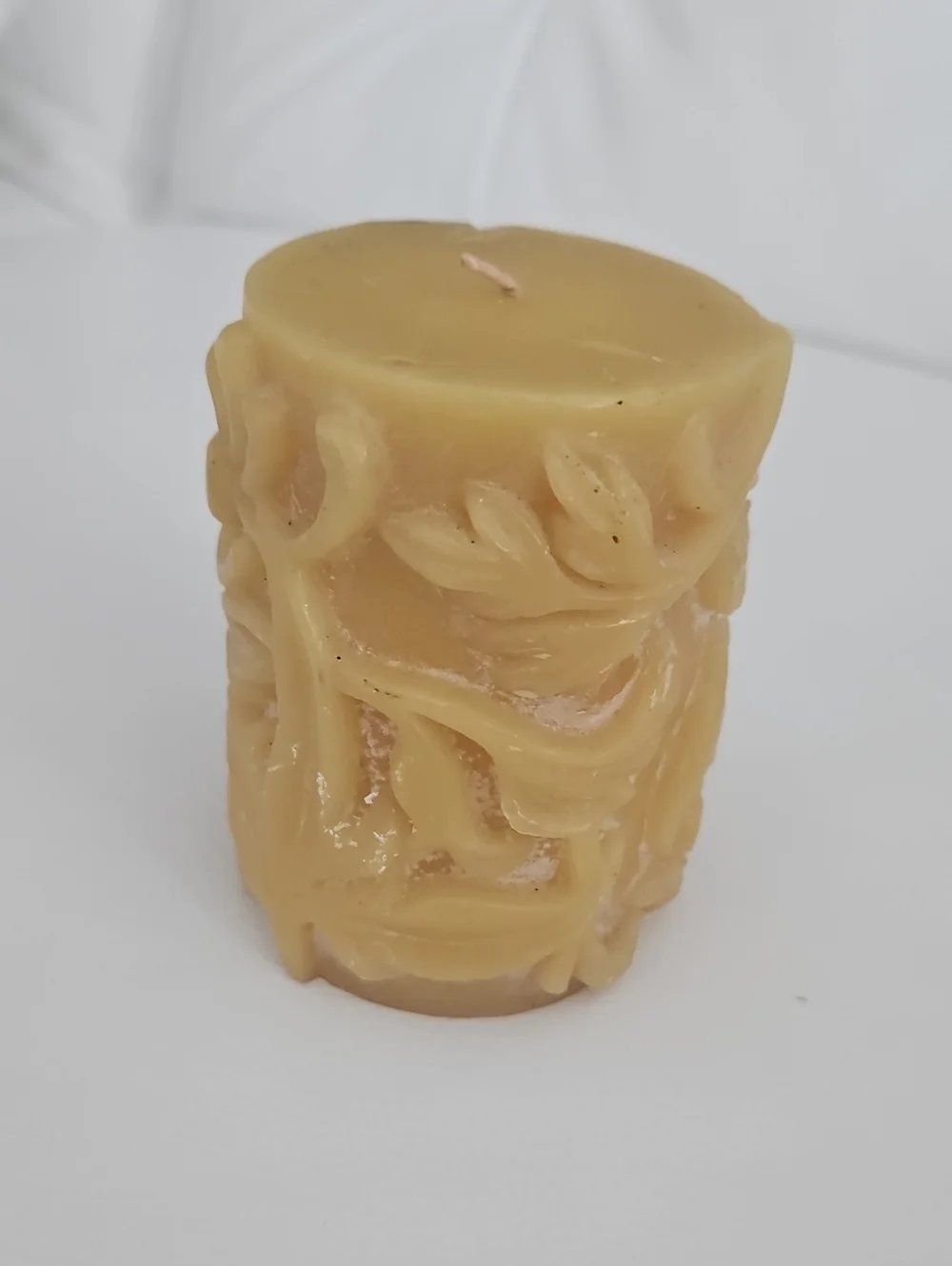 Decorative Carved Candle in Honey Yellow
